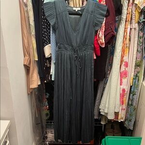 Moon River Pleated Tie Waist Midi Dress Size Small